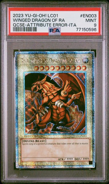 WINGED DRAGON OF RA QCSE-ATTRIBUTE ERROR-ITA 2023 YU-GI-OH! LC01-LEGENDARY COLLECTION: 25TH ANNIVERSARY EDITION PSA 9