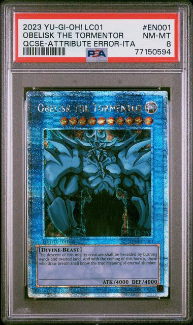 OBELISK THE TORMENTOR QCSE-ATTRIBUTE ERROR-ITA 2023 YU-GI-OH! LC01-LEGENDARY COLLECTION: 25TH ANNIVERSARY EDITION PSA 8